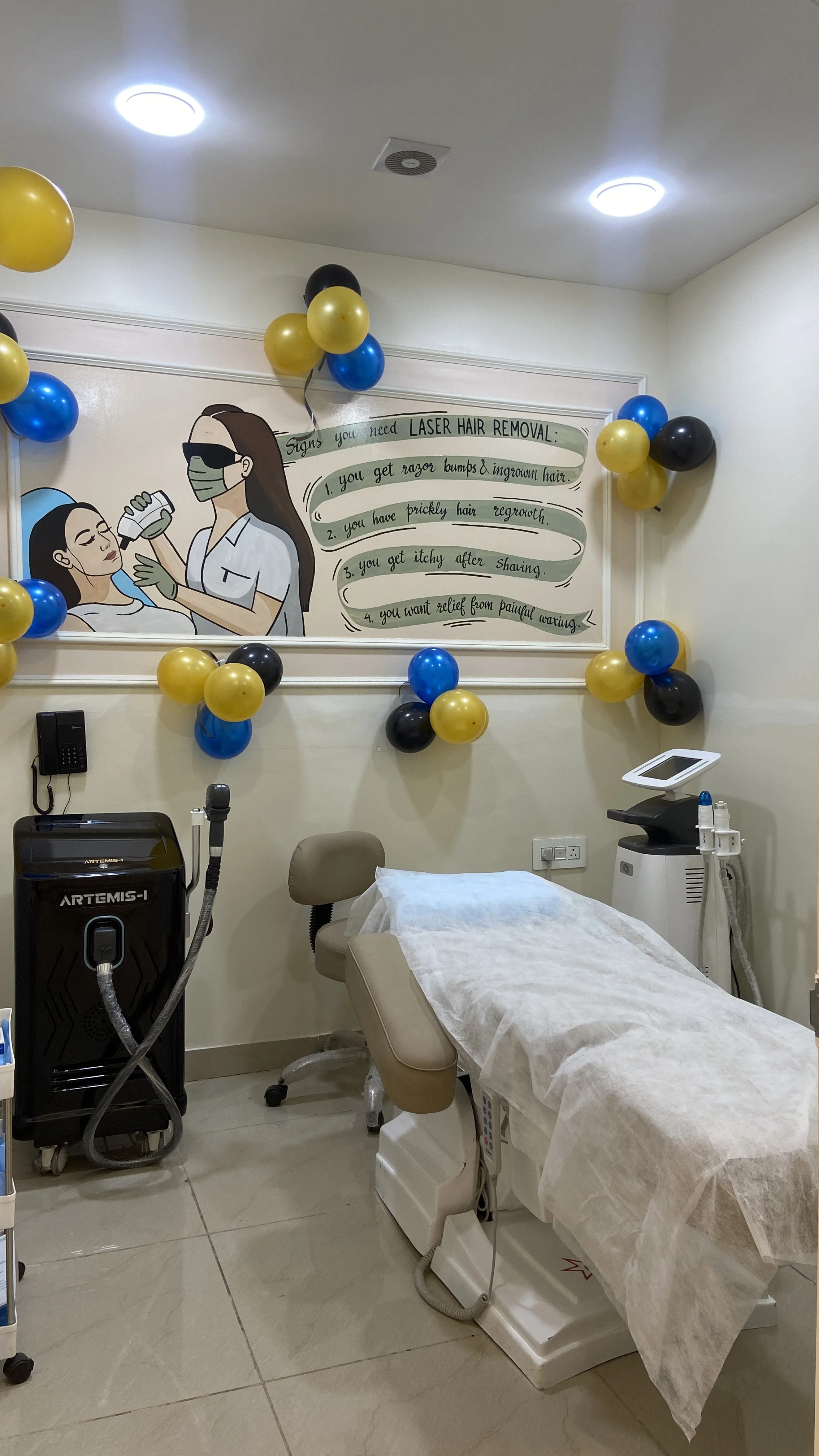 Laser hair reduction room with ARTEMIS-I diode laser