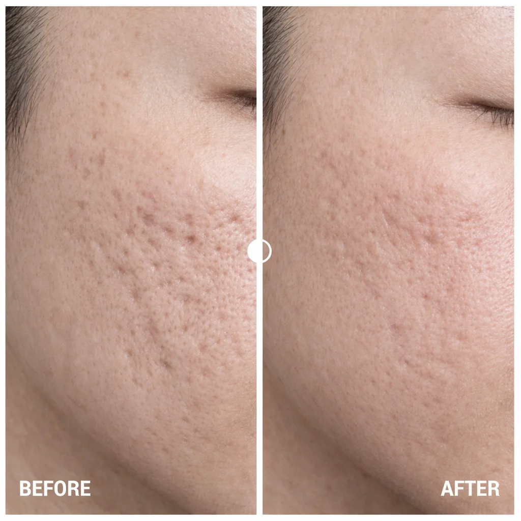 Acne Scars before and after — Scar depth & texture