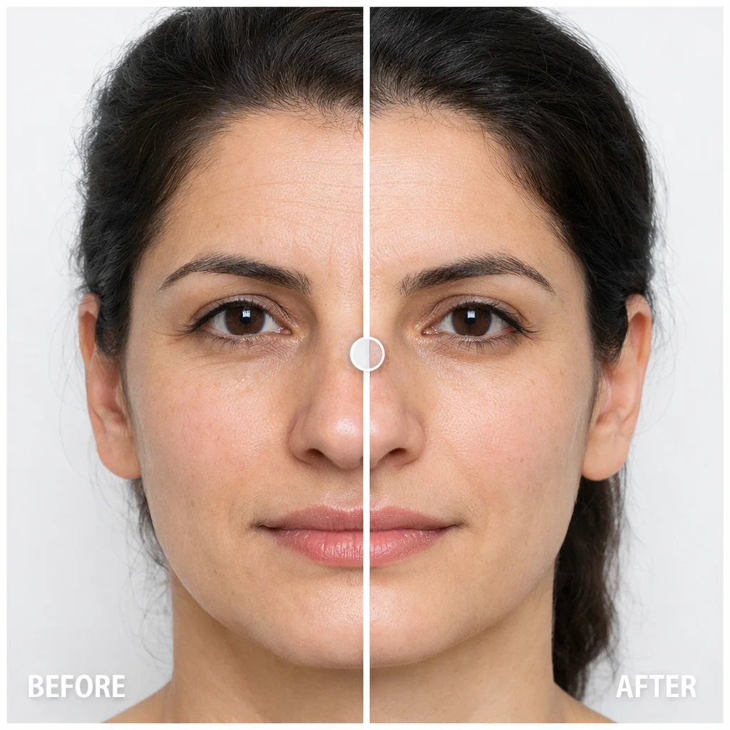 Botox & Fillers before and after — Forehead lines & crow's feet
