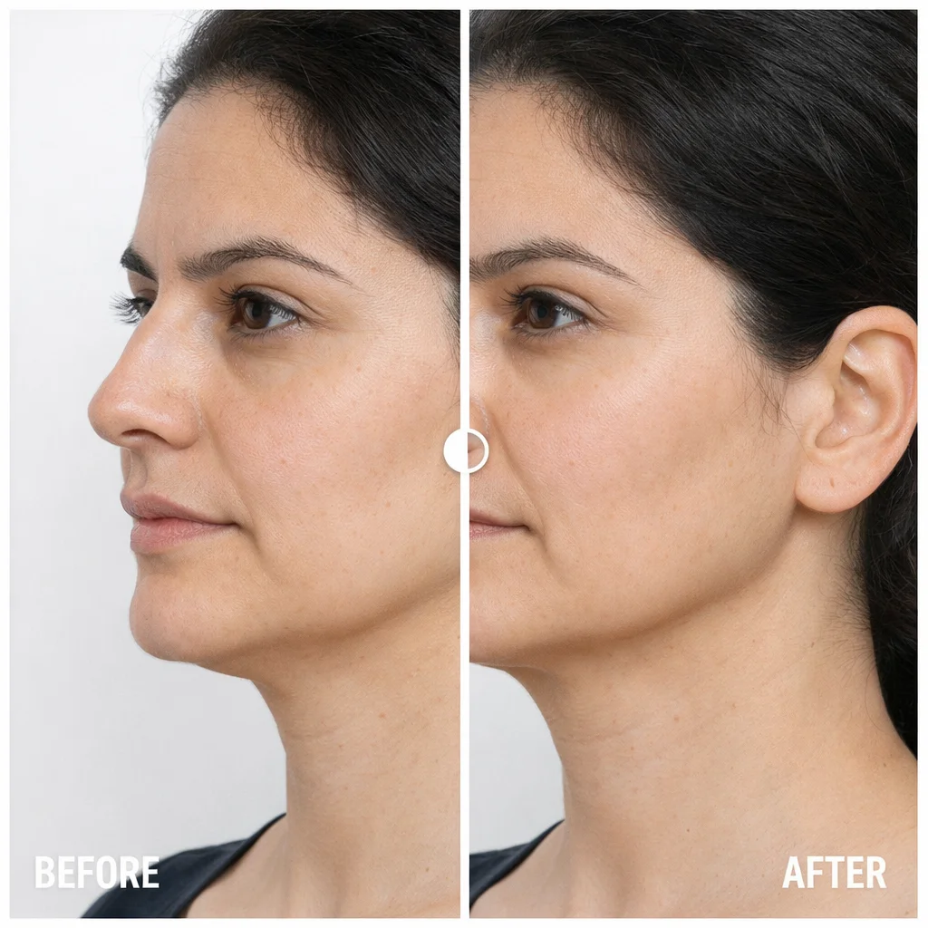 Thread Lift before and after — Jawline lift & mid-face