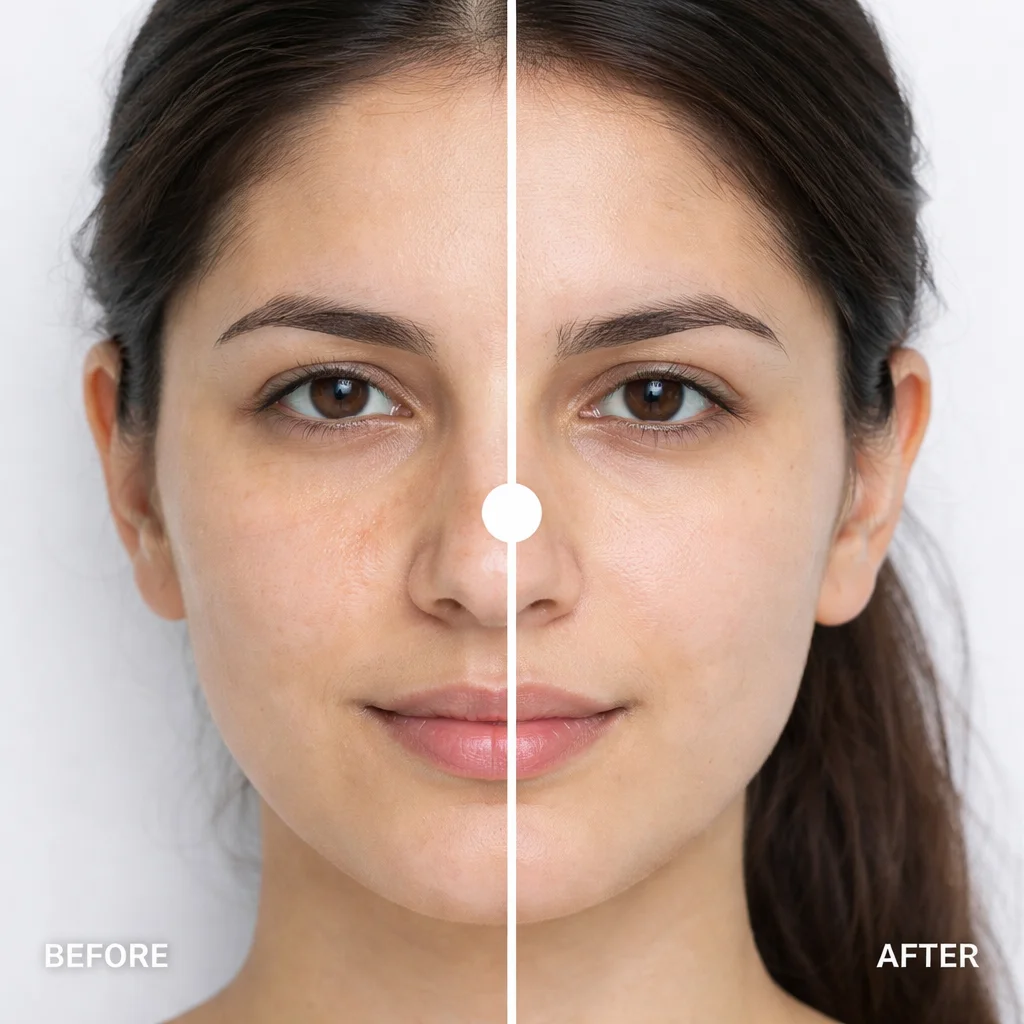 Texture before and after — Pores & surface quality