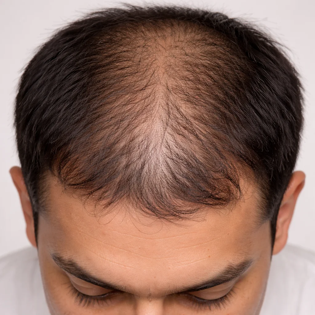 Thinning hairline — treated with hair transplant and GFC therapy at Ixora