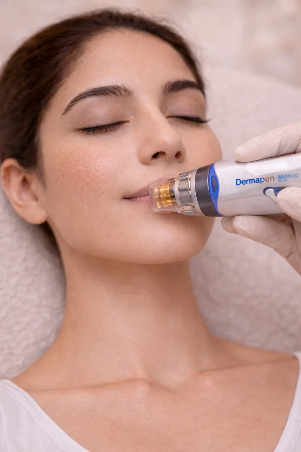 Microneedling treatment with Dermapen Millifrac device